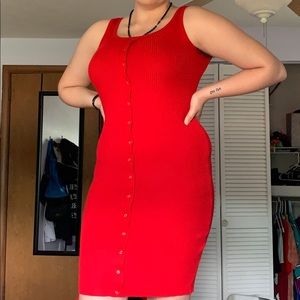 ribbed red dress